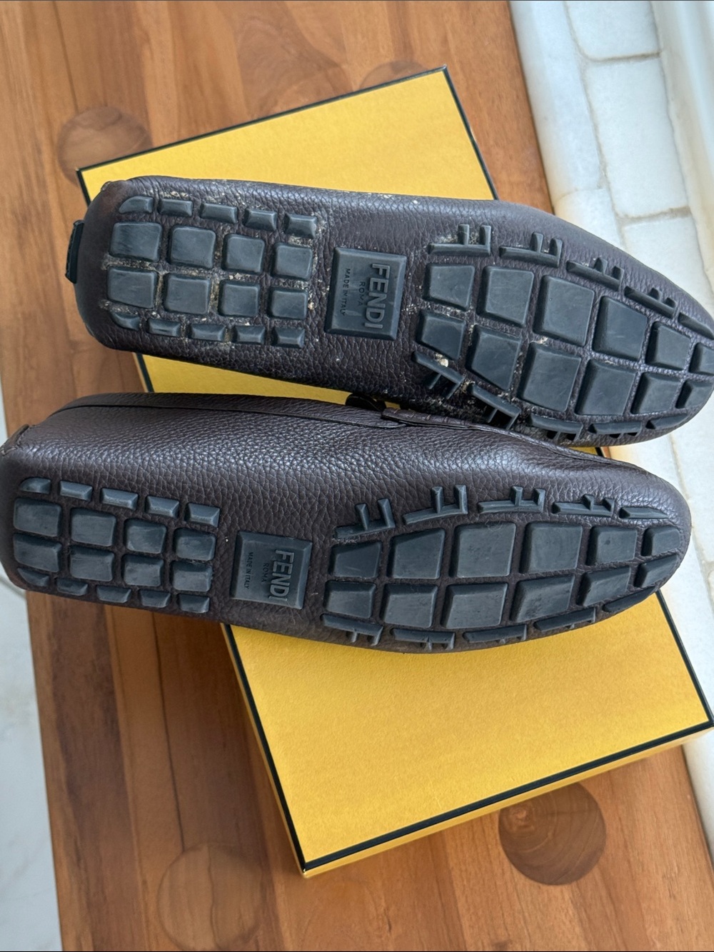 Fendi Brown Monogram Leather-Trim Men’s Loafers with Metal Bit fits size 9 Men’s - Picture 4 of 7